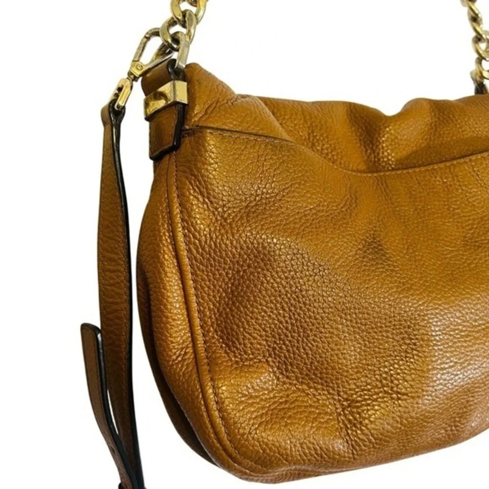 Michael Kors Bedford Flap Shoulder Crossbody Bag Purse Pebbled Leather Brown‎